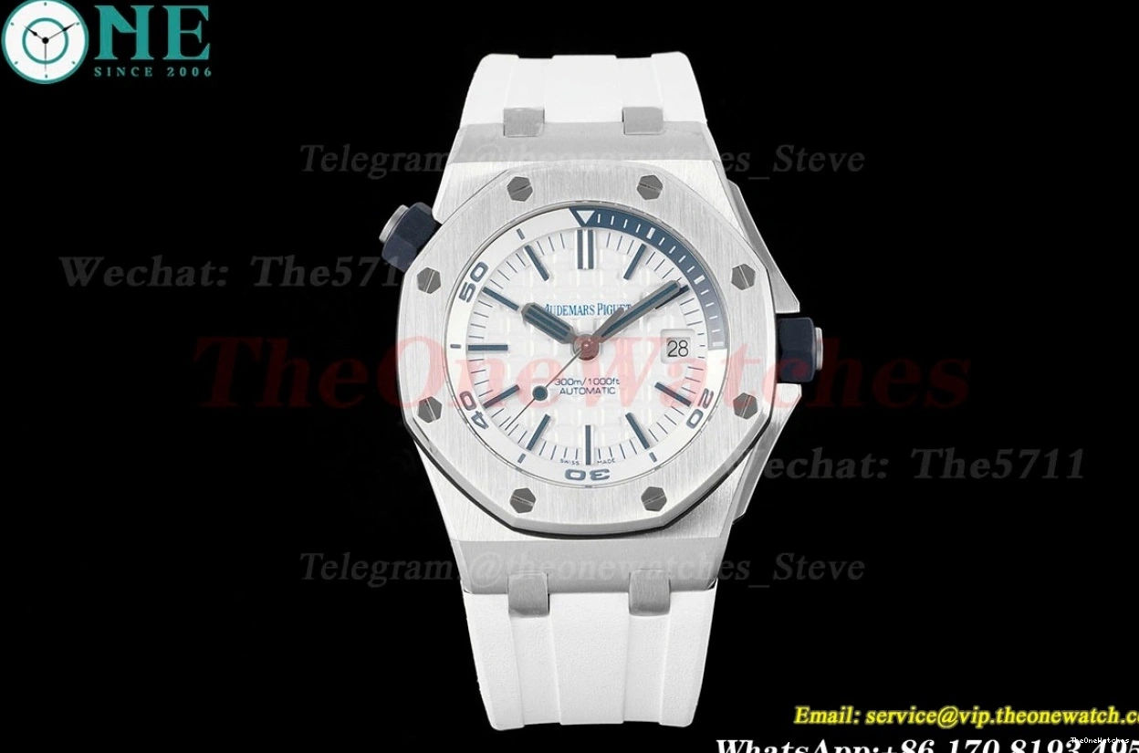 Oak RU SS Dial 15710 Clone Super Offshore Diver White Royal 42mm SA3120 APSF 0411